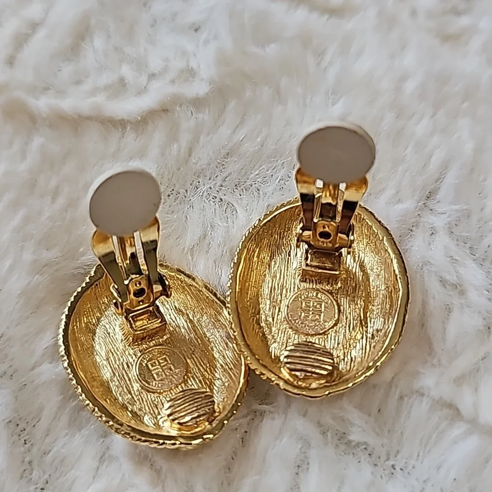 Givenchy Vintage Goldtone Faux Pearl Clip on earrings